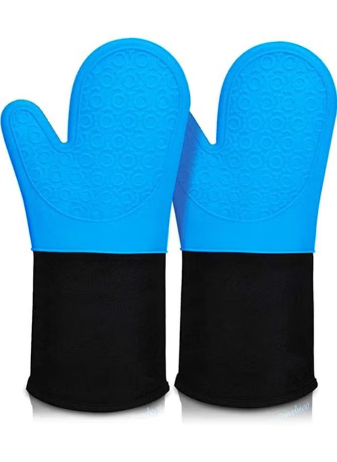 Silicone Oven Mitts with Quilted Lining Heat Proof Baking Gloves with ...