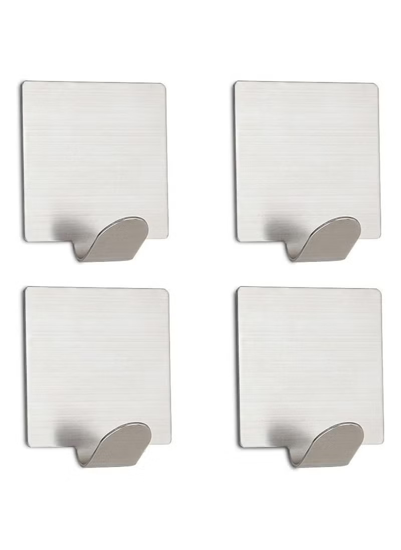 Selfadhesive Hooks Stainless Steel Robe Coat Towel Hook Super Power Heavy Duty Wall Mount Key Hook Rack No Drill No Screw Waterproof for Kitchen Bathroom Toilet 4 Pieces