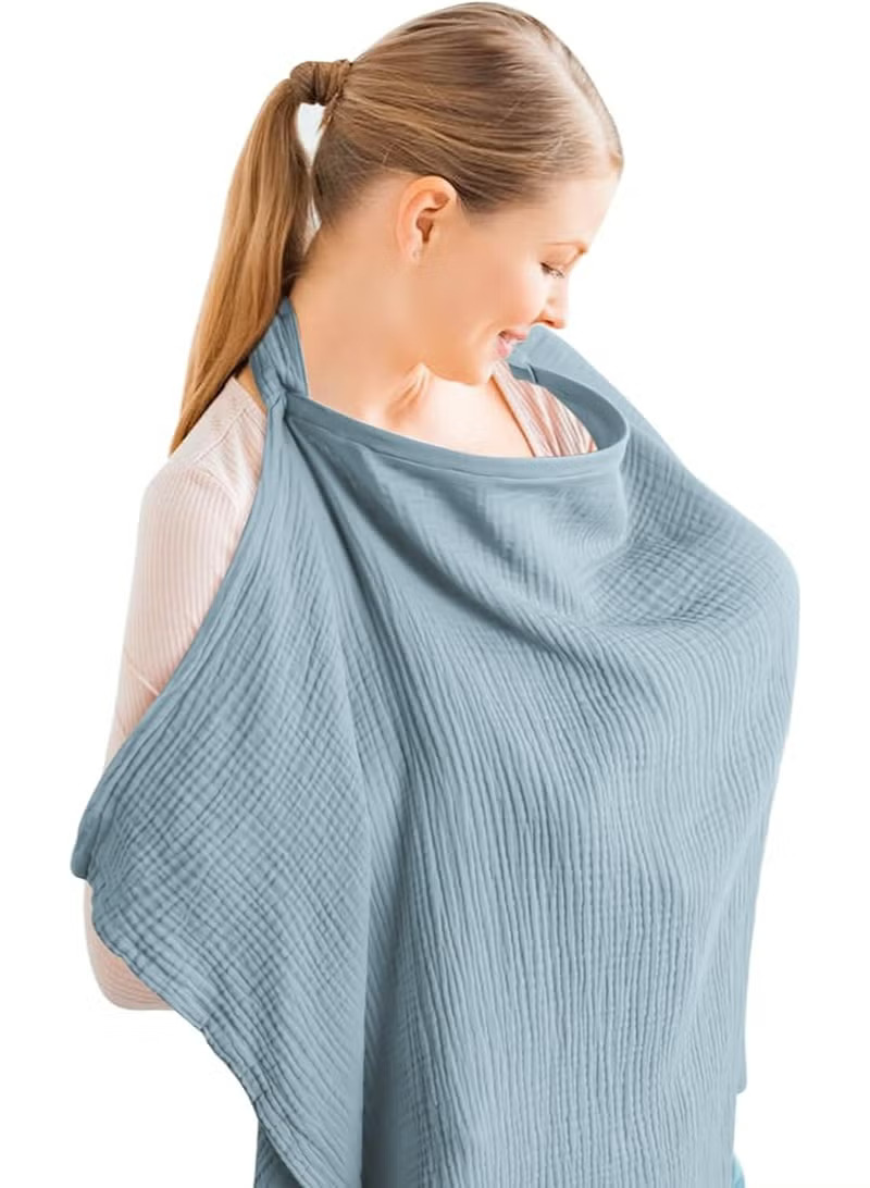 Muslin Breathable Nursing Cover for Breastfeeding With Arch Neckline