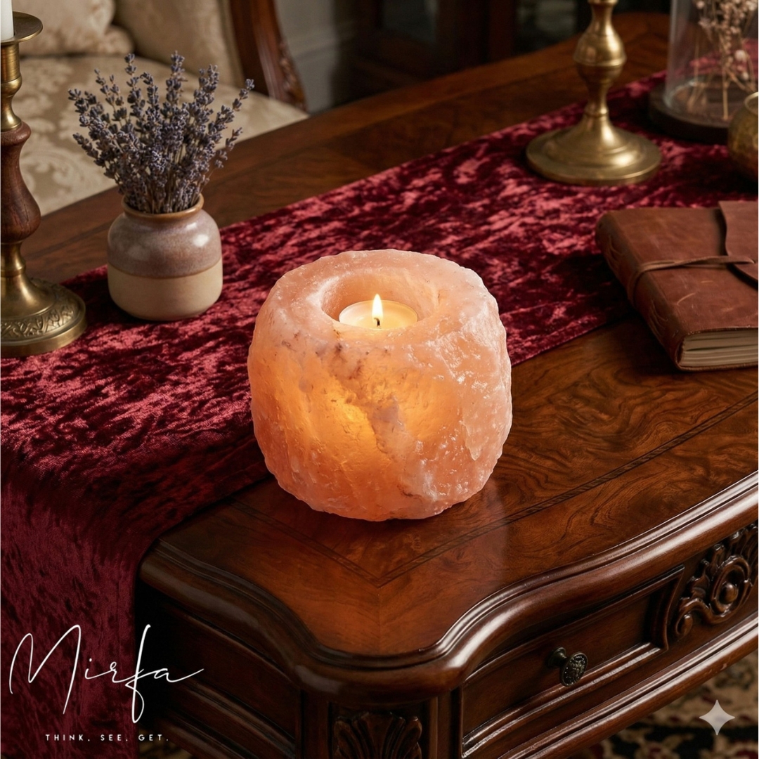 Pink Salt Candle Holder