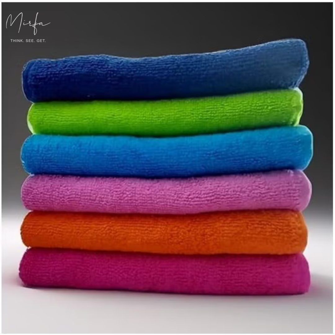 6 Pieces Hand Towel Set - 100 percentage Cotton Premium Quality - Highly Absorbent - Made In Pakistan
