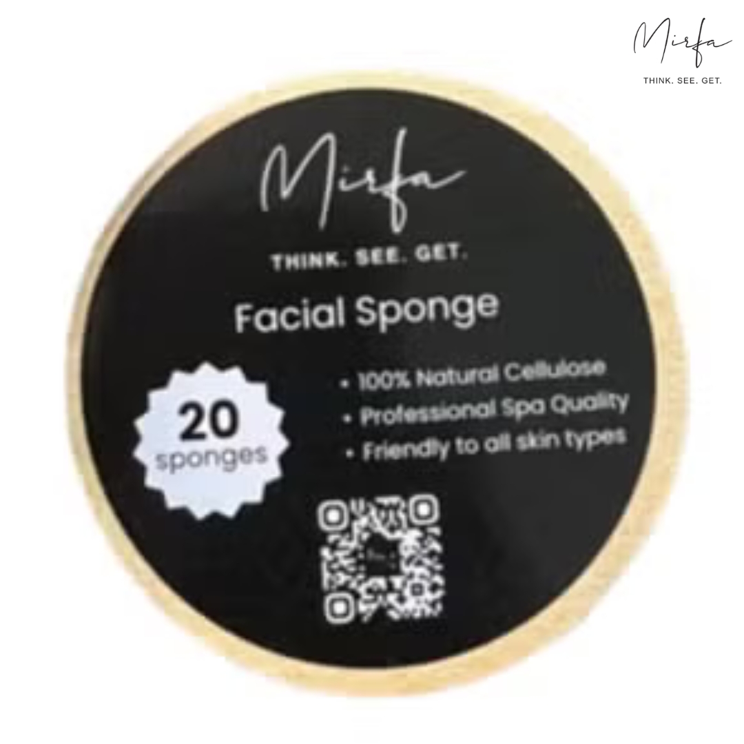 Facial Compressed Cellulose Sponge Pads - Round - 20 Pcs - Face Cleansing and Exfoliating Sponges, Reusable, Makeup and Mask Remover