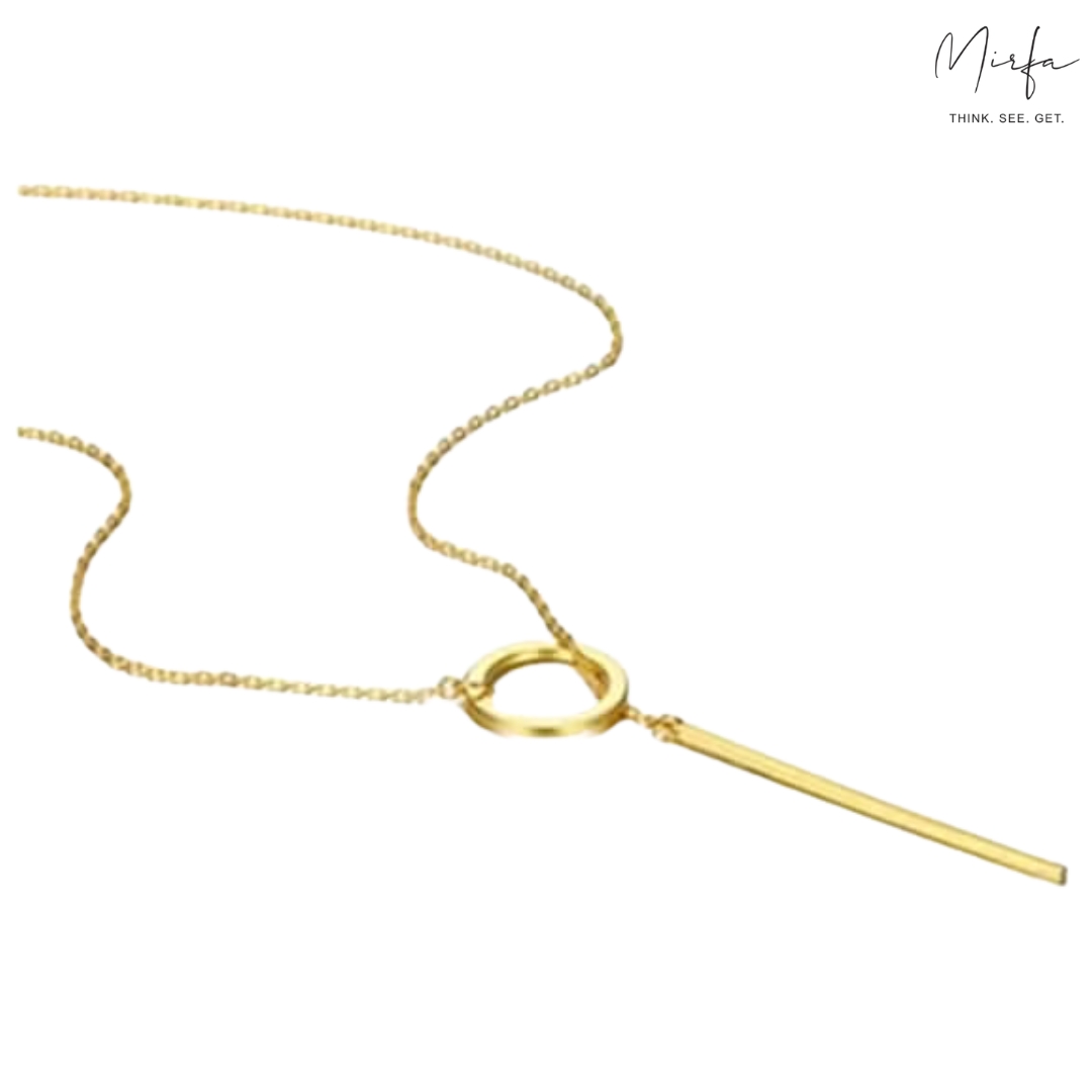 Line And Circle Y Shaped Chain Necklace
