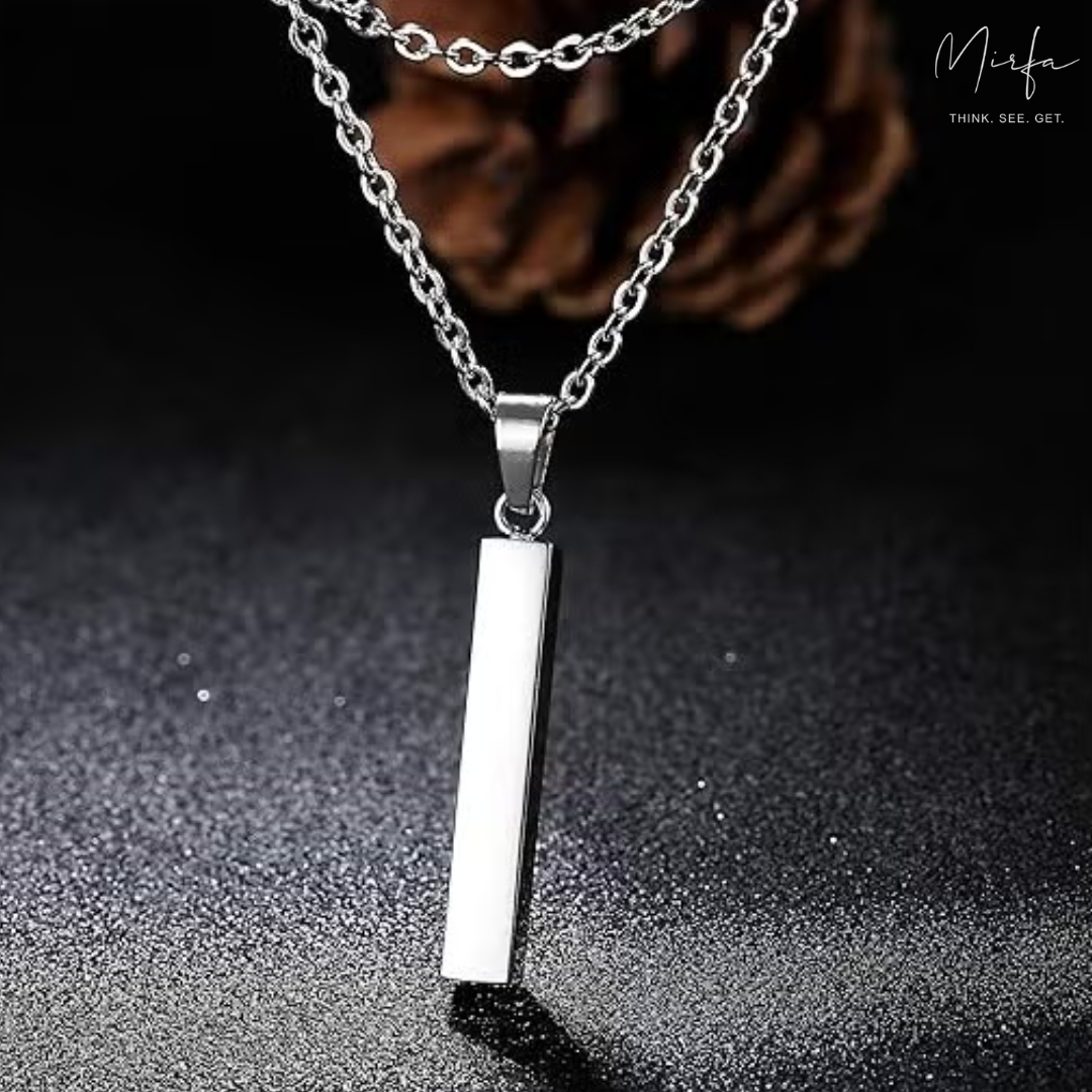 Bar Pendant Chain Necklace - Silver
