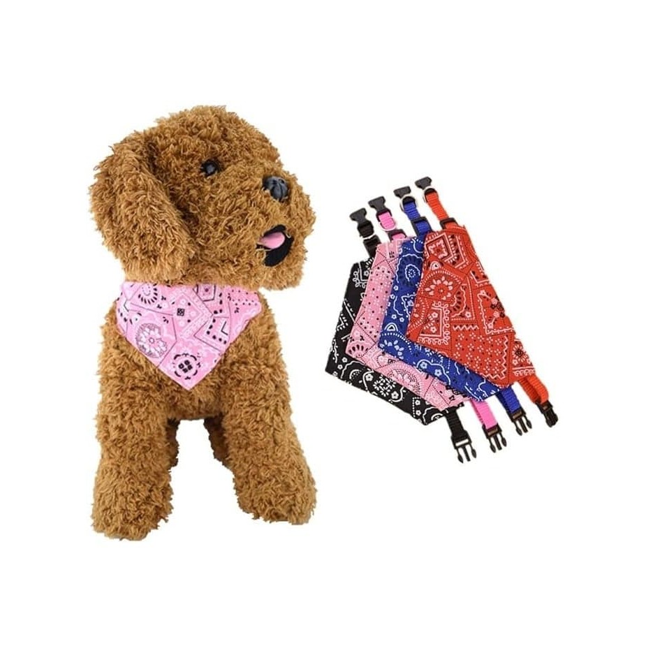 Dog's Adjustable & Washable Bandana Triangular Scarf (Pack of 4)