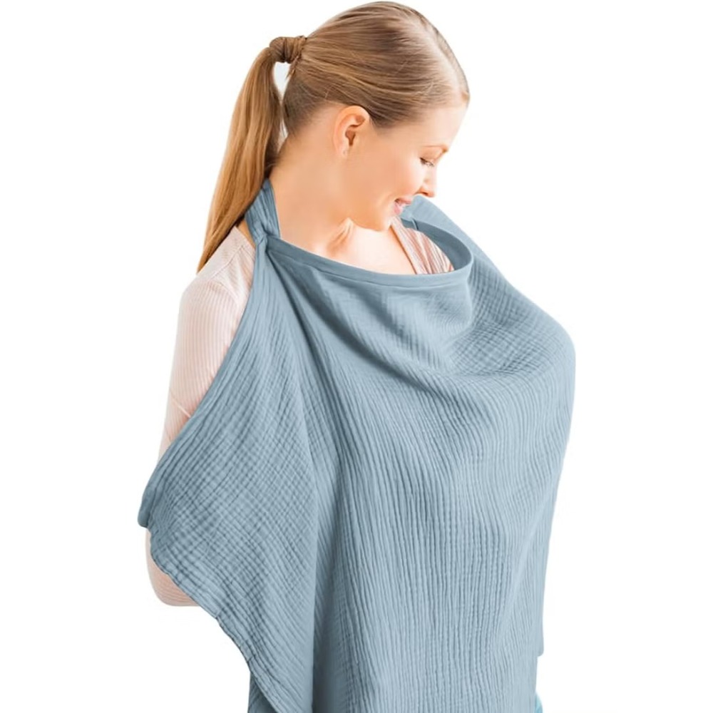 Muslin Breathable Nursing Cover for Breastfeeding With Arch Neckline