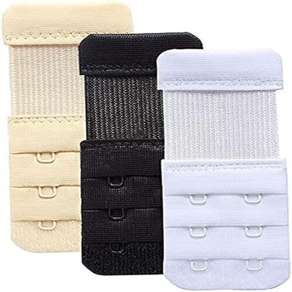 Bra Extender With Elastic Hook (3 Pieces - Black, Beige And White)