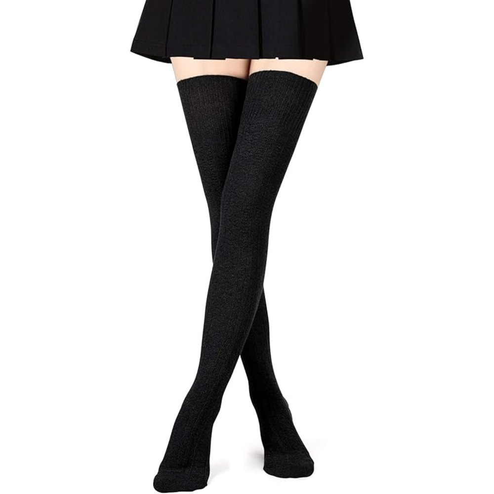 Thigh High Warmer Stocking Socks (Black)