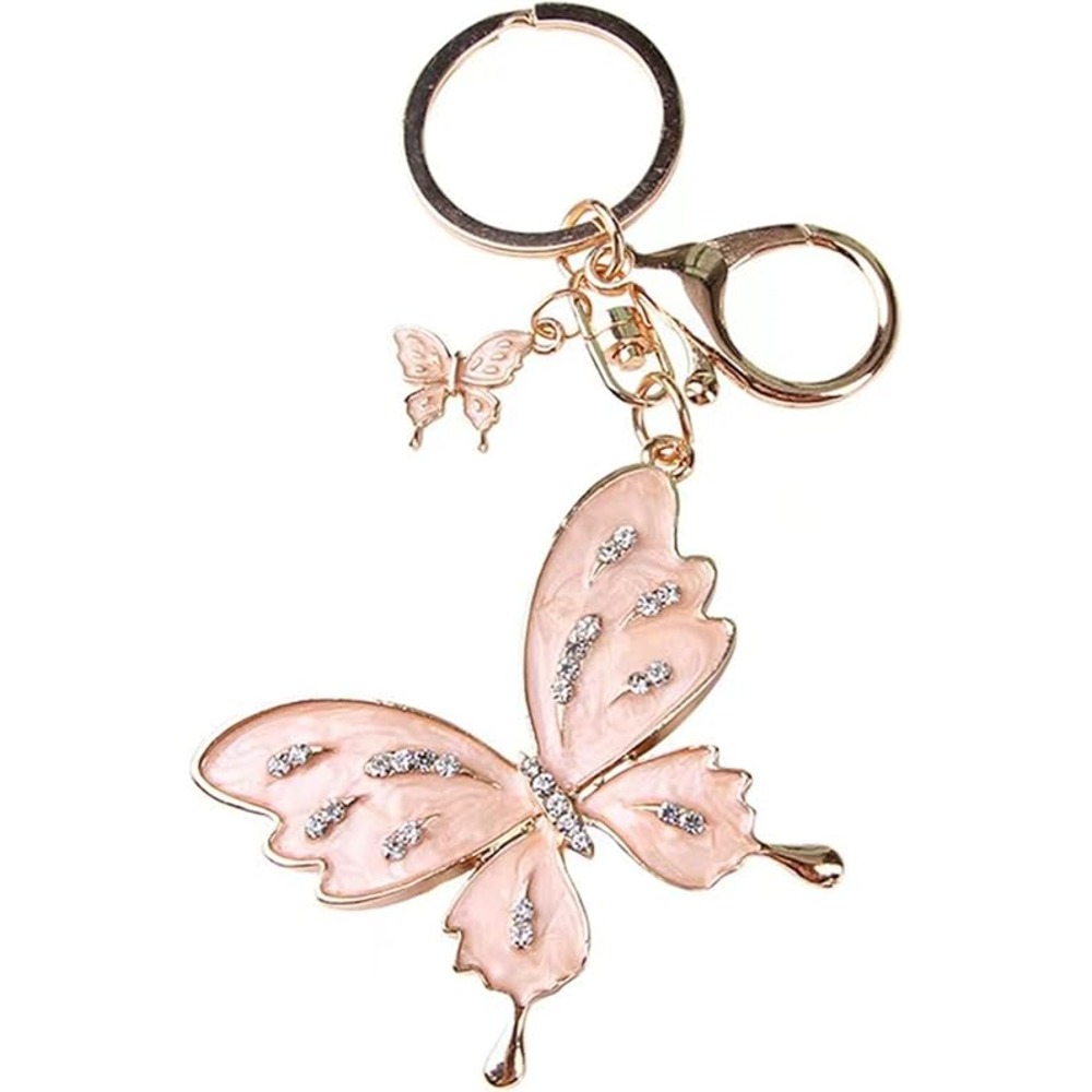 Mirfa Butterfly Keychain, Fashionable, Cute Car Keychain, Tassel Butterfly Pendant Key Ring, Rose Gold Tone, Cute Butterfly Accessory Charm Keychain with Key Rings for Women & Girls, Butterfly Gift