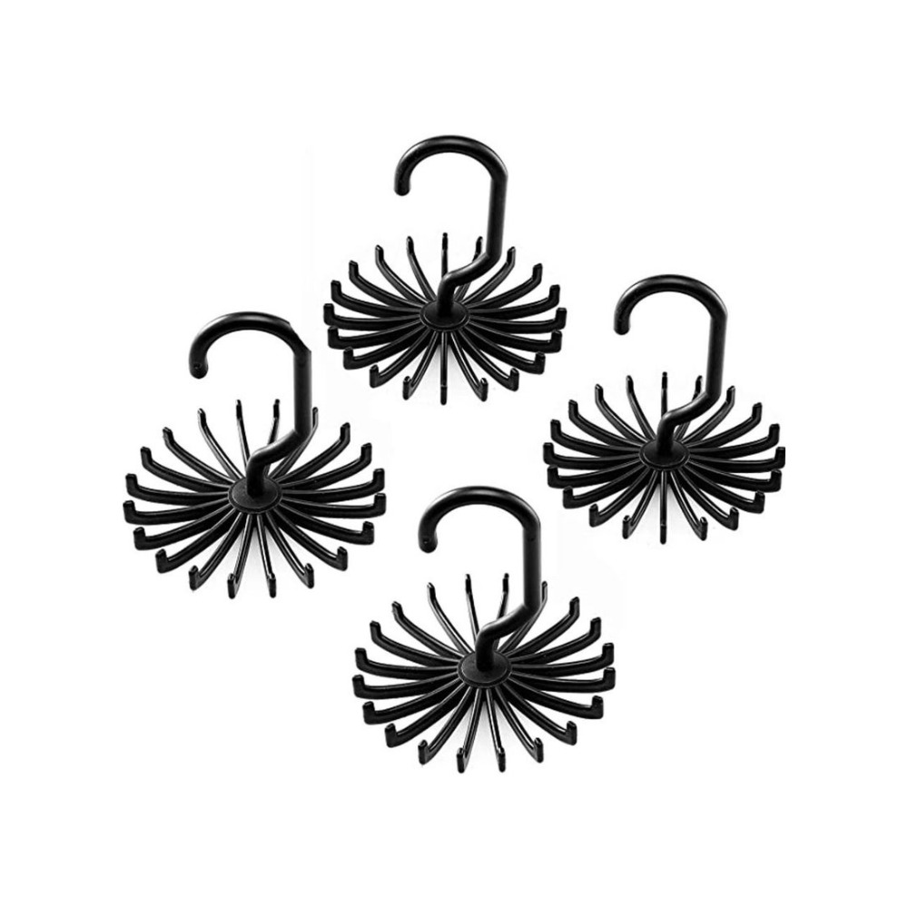 Space Saving Tie Rack Hangers 4 Pack Convenient Hanging Organizer with 20 Hooks for Neckties Bow Ties Belts Bra Scarves & More