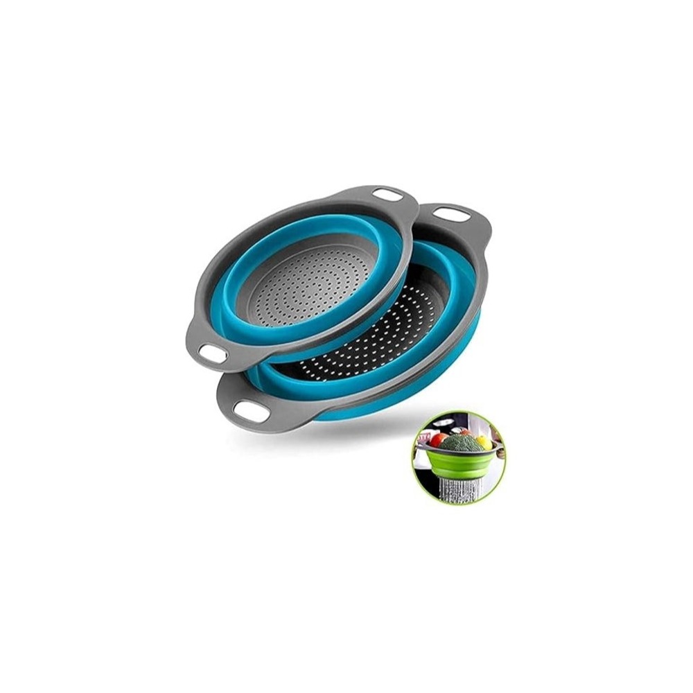 Food-Grade Silicone Round Collapsible Colander Kitchen Strainer 2Pcs
