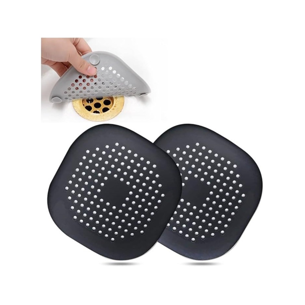 Silicon Hair Catcher Drain Cover with Suction Cups (Pack of 2)