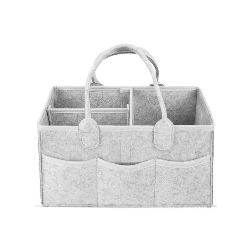 Mirfa Baby Diaper Caddy Organizer Tote Bag With Handle - Nursery Storage Bin for Changing Table | Portable Car Travel Organizer – Diaper Organiser (Grey)
