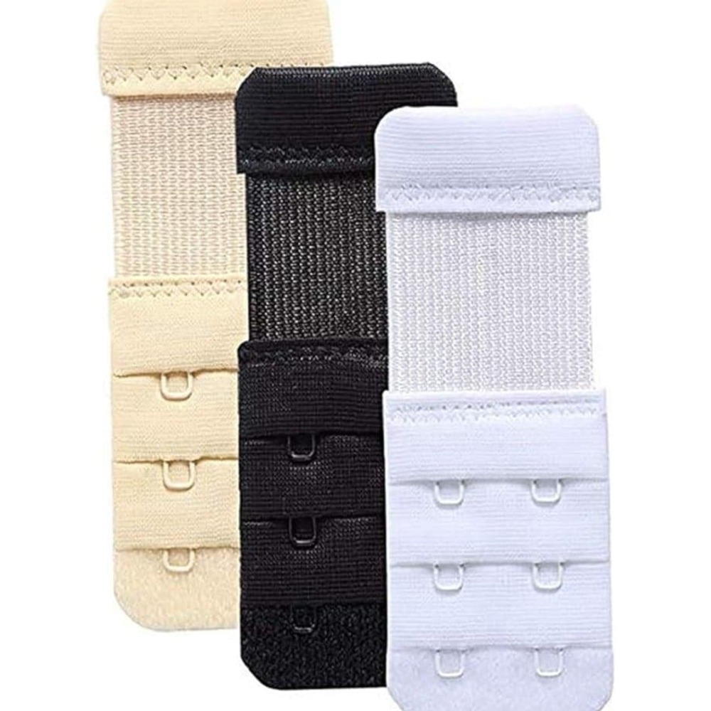 Bra Extender With Elastic Hook (3 Pieces - Black, Beige And White)