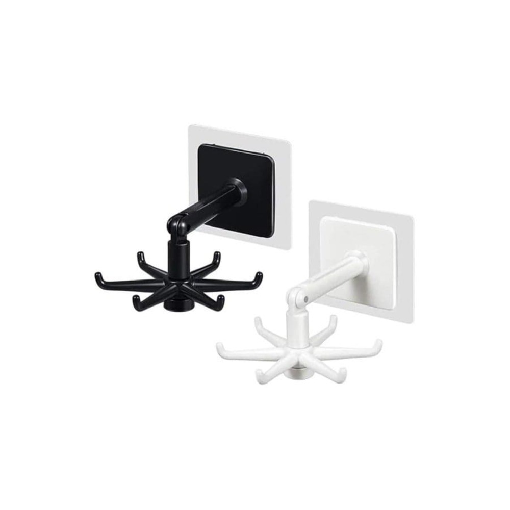 Multi Hook Wall Adhesive Rotating Organiser Hanger (Pack of 2)
