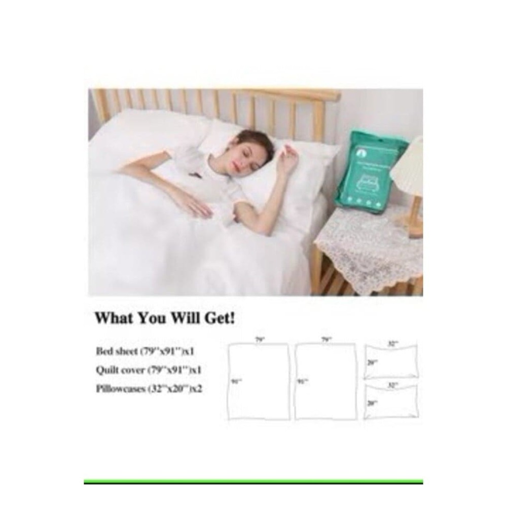 Disposable Travel Bed Sheet Set With 1 Quilt Cover 1 Fitted Sheet And 2 Pillowcases (Double Bed)