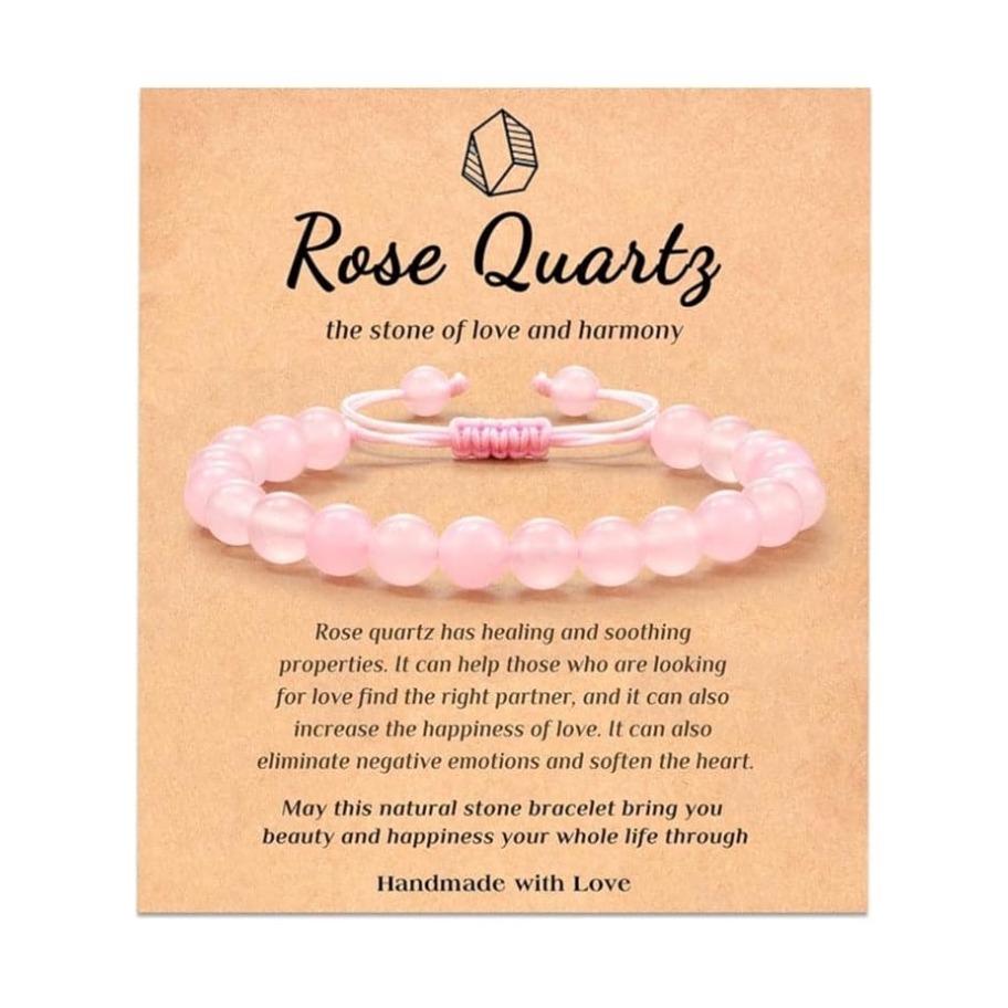 Natural Rose Quartz Crystal 8mm Stones Bracelet